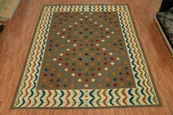 Brown Geometric Kilim Oriental Large Rug 12x15
