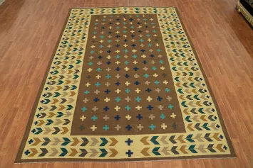 Brown Tribal Kilim Oriental Area Rug 8x11