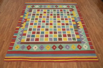 Checkered Wool Kilim Oriental Area Rug 8x10