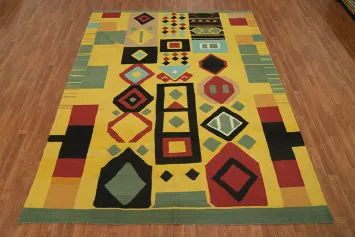 Yellow Wool Tribal Kilim Oriental Area Rug 8x10