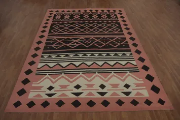 Geometric Pink Kilim Oriental Area Rug 8x12