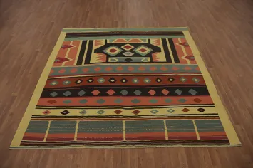 Colorful Geometric Kilim Square Area Rug 8x8
