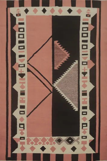 Pink Geometric Kilim Oriental Area Rug 8x11