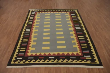 Geometric Gray Kilim Oriental Area Rug 8x10