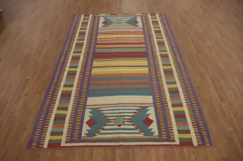 Striped Wool Kilim Oriental Area Rug 7x10