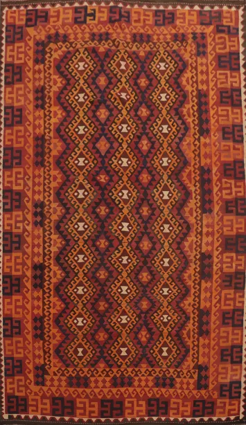 Geometric Kilim Vegetable Dye Wool Area Rug 9x14