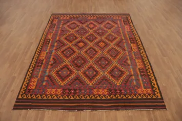 Trellis Wool Kilim Vegetable Dye Area Rug 8x10