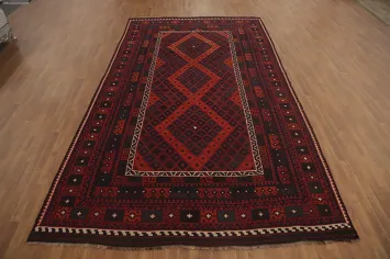 Geometric Kilim Vegetable Dye Area Rug 8x14