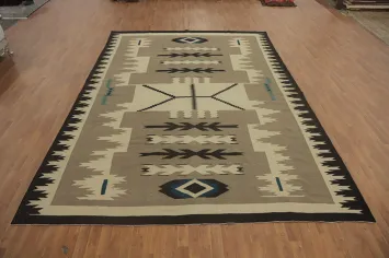 Geometric Wool Kilim Oriental Area Rug 10x13