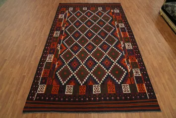 Trellis Wool Kilim Vegetable Dye Area Rug 8x14