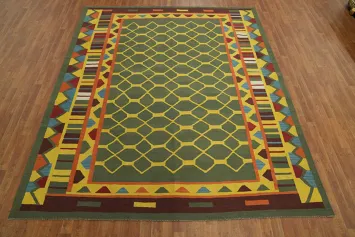 Green Geometric Kilim Oriental Area Rug 8x10