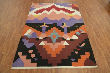Flat Weave Colorful Kilim Oriental Area Rug 7x10