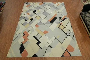 Vegetable Dye Wool Kilim Modern Large Rug 12x16