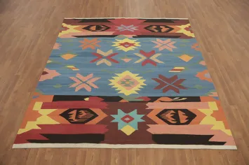 Blue Tribal Kilim Square Area Rug 8x8