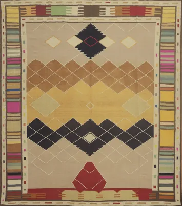 Vegetable Dye Wool Kilim Square Large Rug 12x12