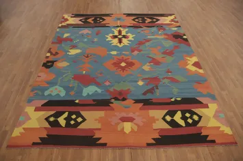 Blue Geometric Kilim Oriental Area Rug 8x10