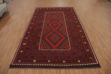 Geometric Kilim Vegetable Dye Area Rug 8x13
