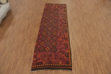 Geometric Kilim Vegetable Dye Runner Rug 5x15