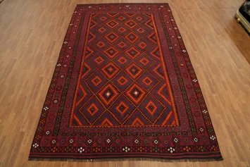Trellis Wool Kilim Vegetable Dye Area Rug 8x13