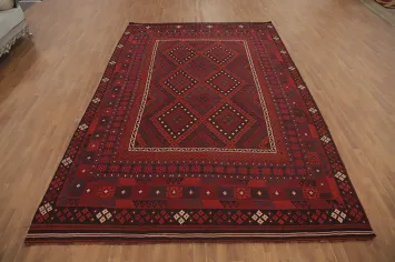 Geometric Kilim Vegetable Dye Area Rug 9x13