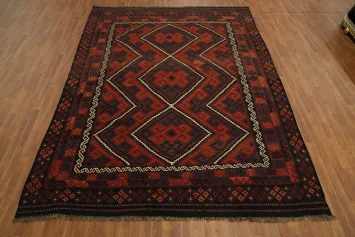 Geometric Kilim Vegetable Dye Area Rug 9x11