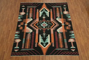 Black Geometric Kilim Oriental Area Rug 8x10