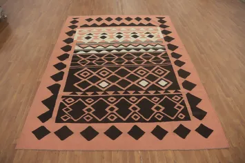 Pink Geometric Kilim Oriental Area Rug 8x11