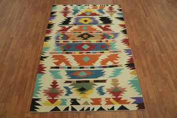 Flat Weave Colorful Kilim Oriental Area Rug 5x8