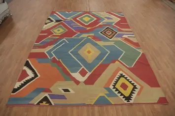 Multicolor Wool Kilim Oriental Area Rug 9x12