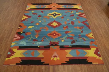 Tribal Blue Kilim Oriental Area Rug 8x10