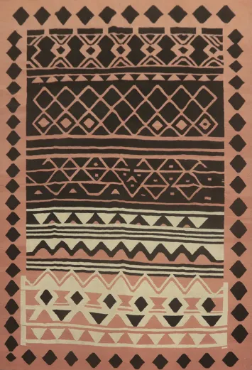 Pink & Black Geometric Kilim Area Rug 8x11