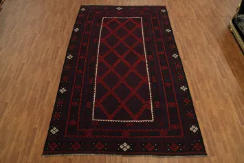 Trellis Wool Red Kilim Vegetable Dye Area Rug 8x14
