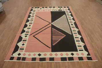Pink Geometric Kilim Oriental Area Rug 9x12