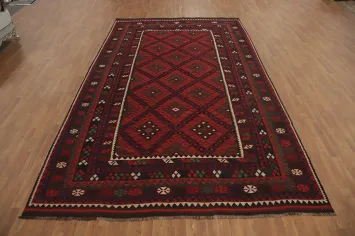 Flat Weave Wool Kilim Vegetable Dye Area Rug 8x13