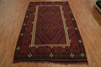 Geometric Kilim Vegetable Dye Area Rug 8x13