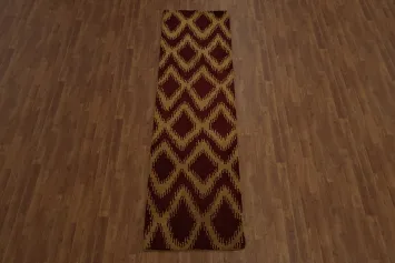 Elegant Zigzag Moroccan Runner Rug 3x10 with Geometric Pattern