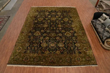 Vegetable Dye Floral Agra Indian Large Rug 14x18