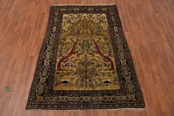 Pre-1900 Vegetable Dye Kerman Ravar Persian Rug 4x7