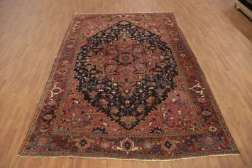 Pre-1900 Vegetable Dye Heriz Serapi Persian Area Rug 8x11