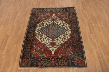 Pre-1900 Vegetable Dye Bakhtiari Shalamzar Persian Rug 5x7