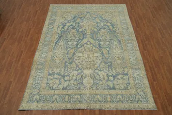 Antique Blue Floral Tabriz Persian Area Rug 10x13