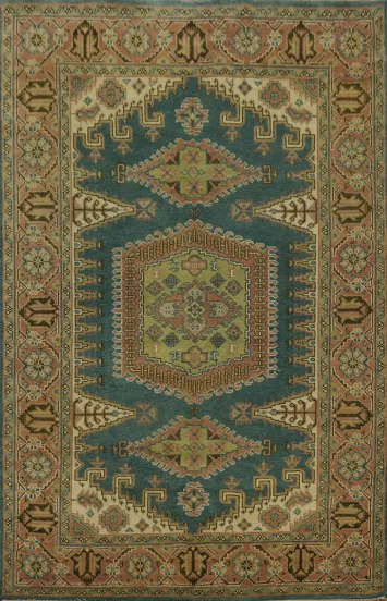 Geometric Wool Viss Indian Area Rug 6x9