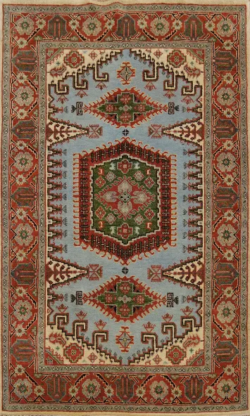 Blue Handmade Viss Indian Area Rug 6x9