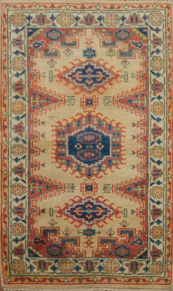 Handmade Wool Geometric Viss Indian Rug 3x5