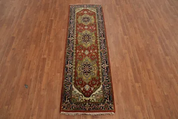 Geometric Heriz Serapi Indian Runner Rug 3x8