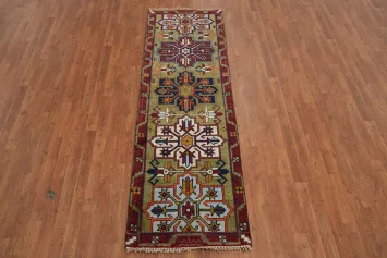 Green Oushak Indian Runner Rug 3x8