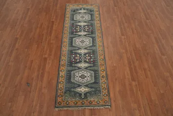 Geometric Wool Viss Indian Runner Rug 3x8