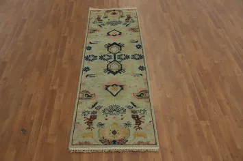 Handmade Wool Oushak Indian Runner Rug 3x8