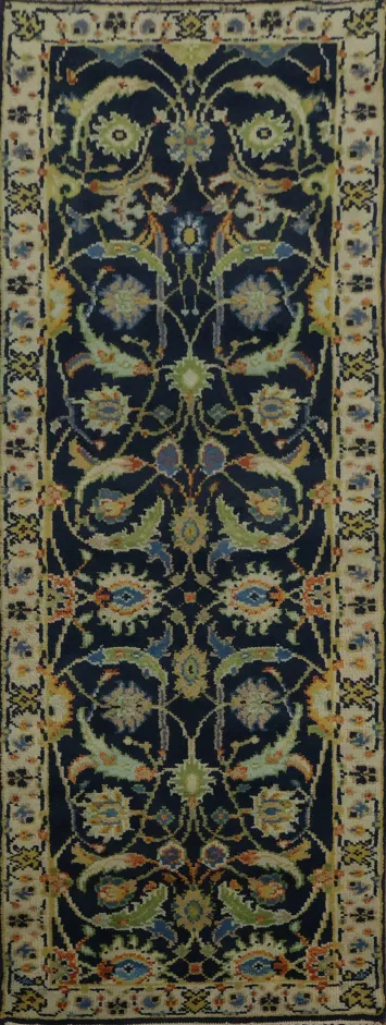 Luxury Oushak Runner Rug 3x8 with Classic Ornate Floral Patterns