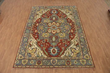Geometric Heriz Serapi Indian Large Rug 10x14